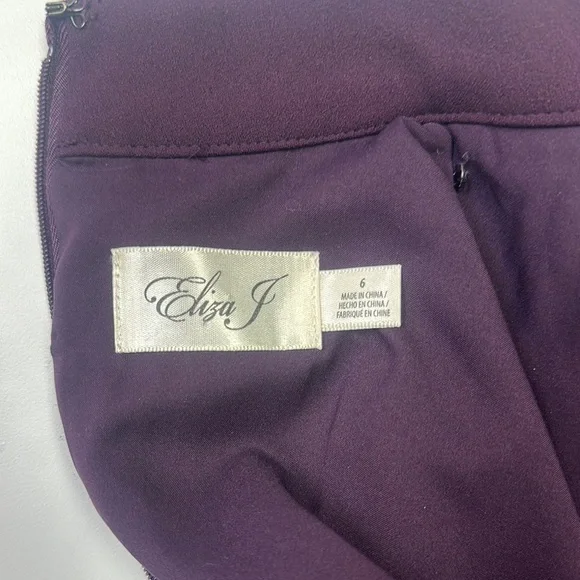 Eliza J Purple Sheath Dress with Mandarin Collar and Bell Sleeves - Picture 6 of 7
